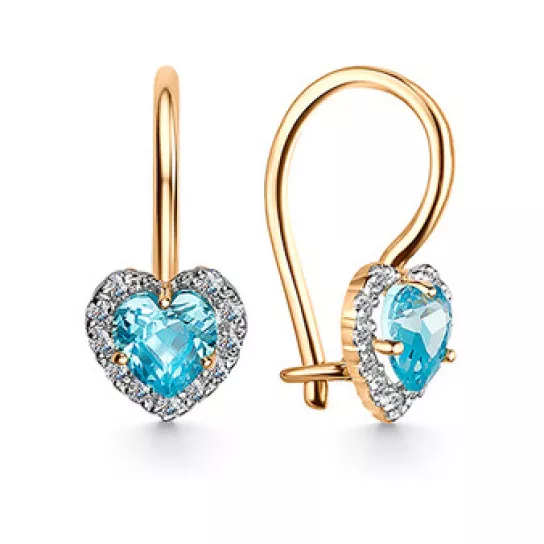 Серьги с фианитом из серебра