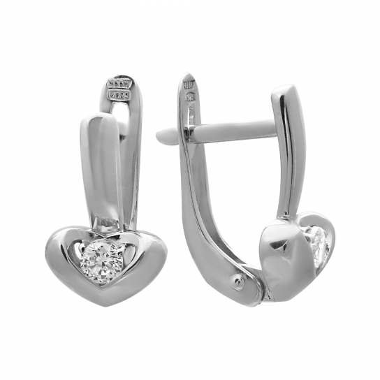 Серьги детские с фианитом из серебра