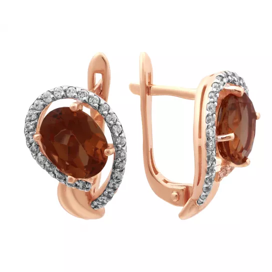 Серьги с султанитом и фианитом из золота