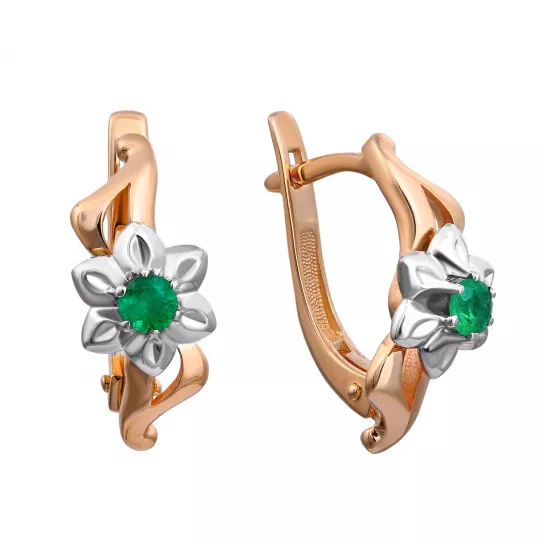 Серьги с изумрудом из золота