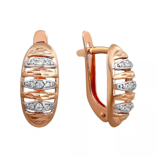 Серьги с фианитом из золота