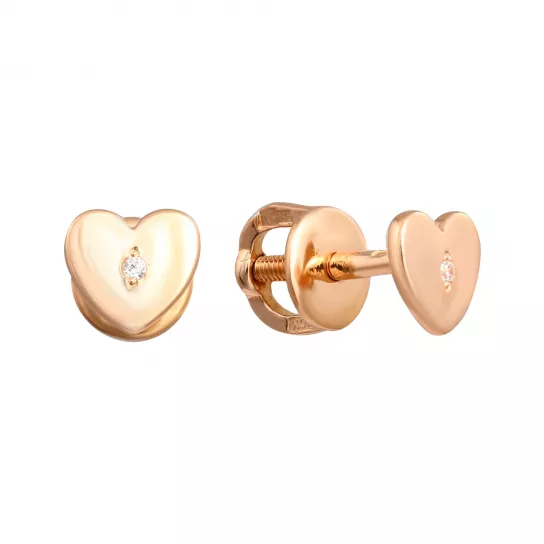 Пусеты с фианитом из золота