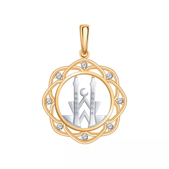 Подвеска мусульманская с фианитом из золота