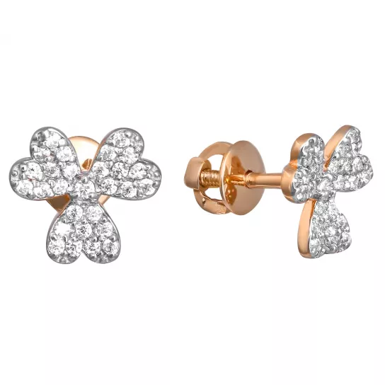 Пусеты с фианитом из золота