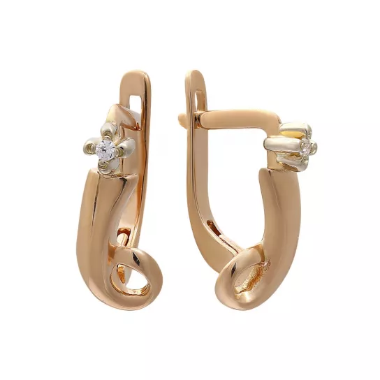 Серьги с фианитом из золота