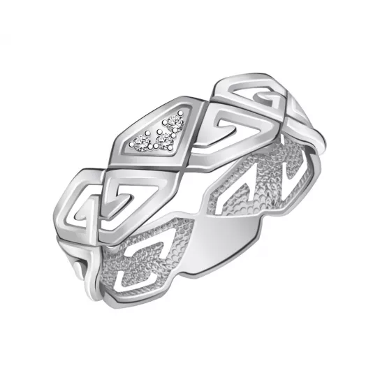 Кольцо с фианитом из серебра