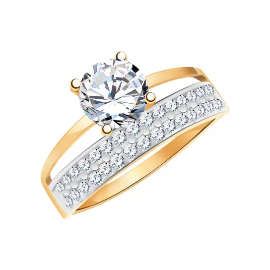 Кольцо с фианитом из золота