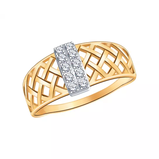 Кольцо с фианитом из золота