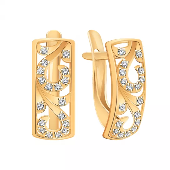 Серьги с фианитом из золота