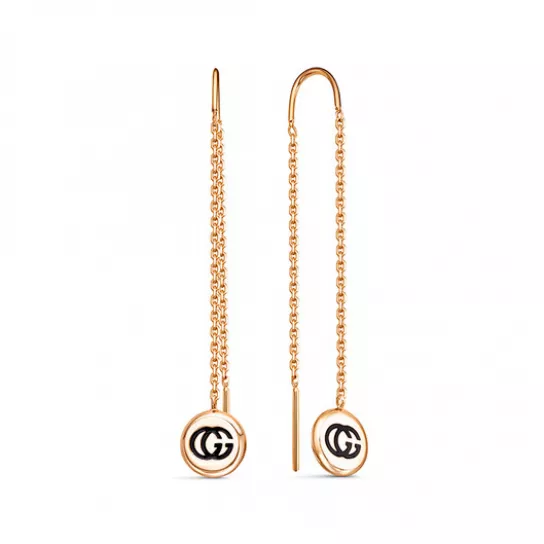 Серьги-продевки с эмалью из золота