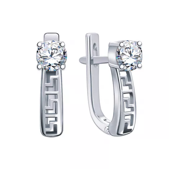 Серьги с фианитом из серебра