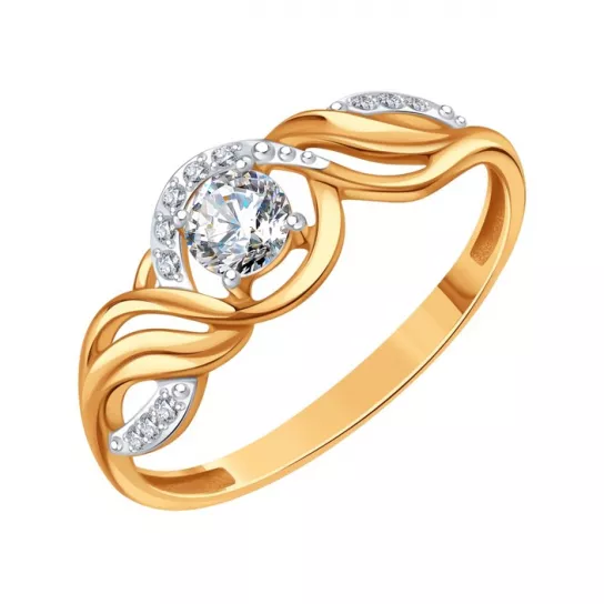 Кольцо с фианитом из золота