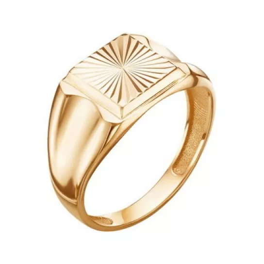 Кольцо-печатка с фианитом из золота