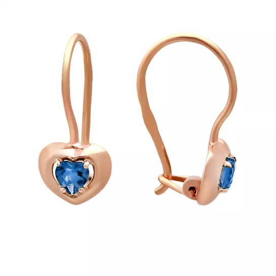 Серьги детские с фианитом из золота