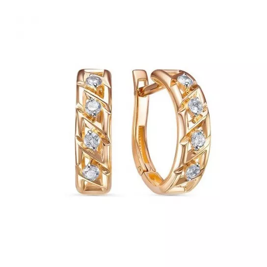 Серьги с фианитом из золота