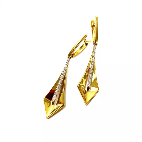 Серьги с фианитом из золота