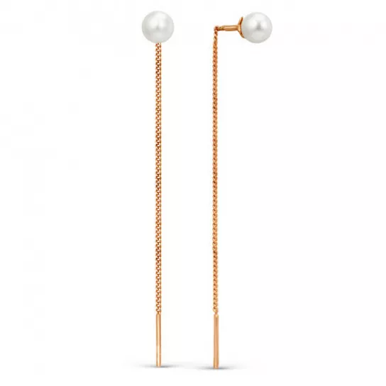 Серьги-продевки с жемчугом из золота