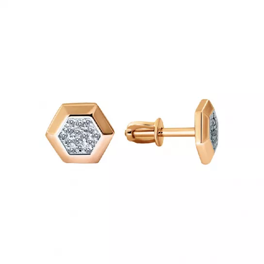 Пусеты с фианитом из золота