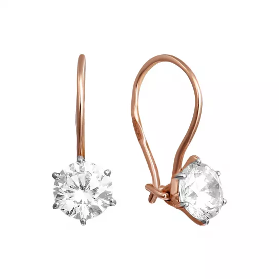 Серьги детские с фианитом из золота