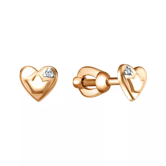 Пусеты с фианитом из золота