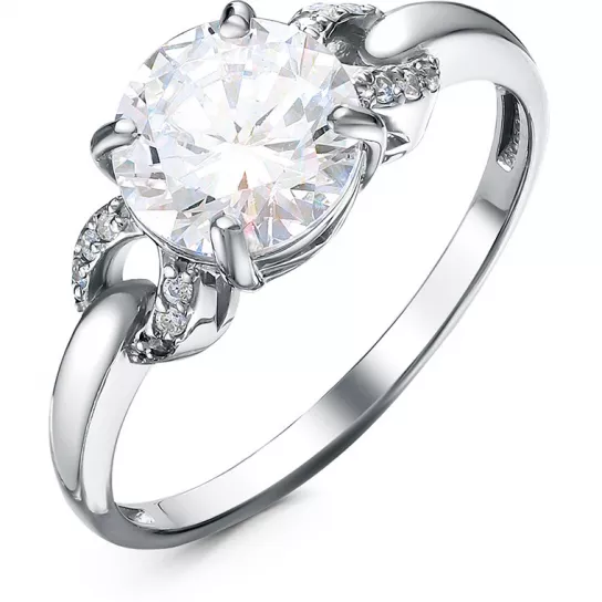 Кольцо с фианитом из серебра