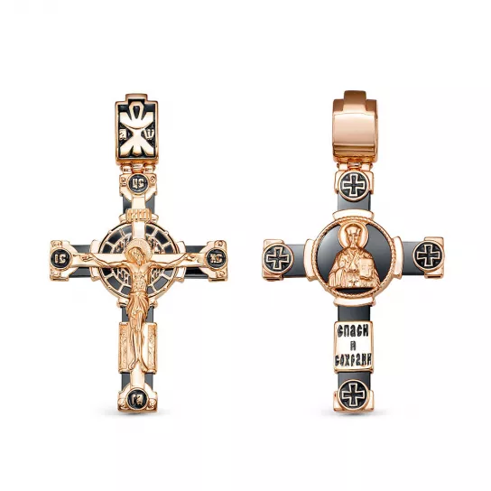 Крест с ониксом из золота