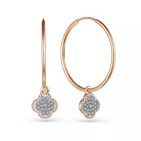 Серьги с фианитом из золота