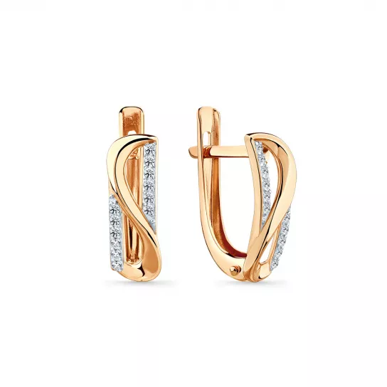 Серьги с фианитом из золота