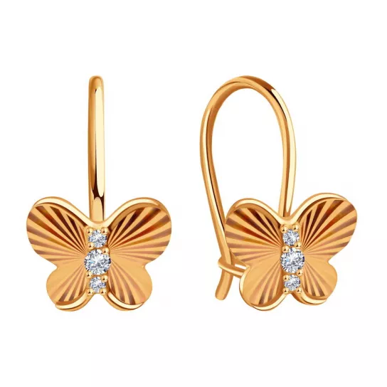 Серьги детские с фианитом из золота