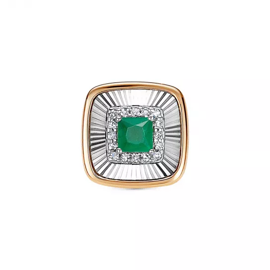 Подвеска с бриллиантами с изумрудом из золота