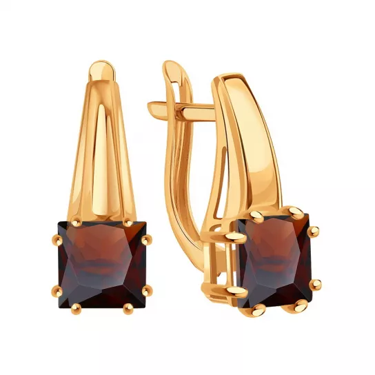 Серьги с гранатом из золота