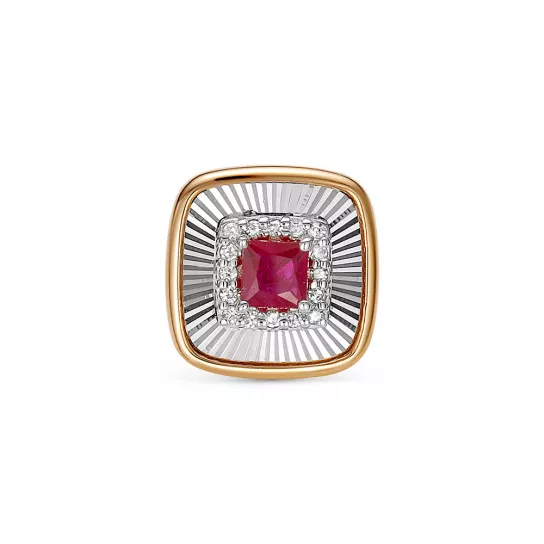 Подвеска с бриллиантами с рубином из золота