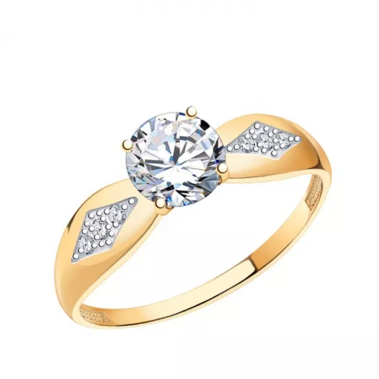 Кольцо с фианитом из золота