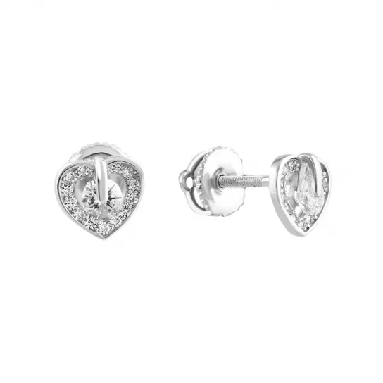 Серьги с фианитом из серебра